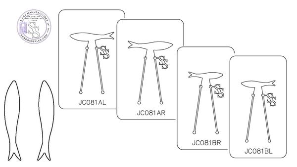 PANCAKE DIE JC081 FISH EARRING COMPONENT LEFT OR RIGHT