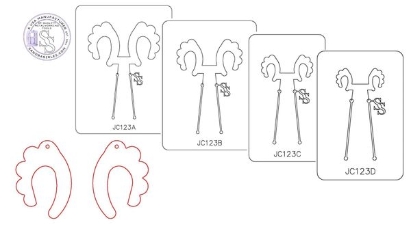 PANCAKE DIE JC123 EARRING COMPONENT LEFT AND RIGHT