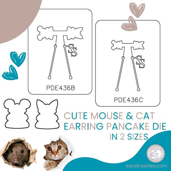 PANCAKE DIE PDE436 EARRINGS MOUSE / CAT