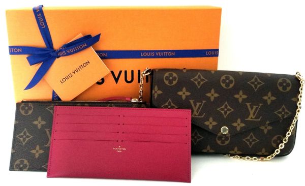 SOLD New 2018 Sold Out Louis Vuitton Monogram Pochette Felicie Chain Clutch Bag ...