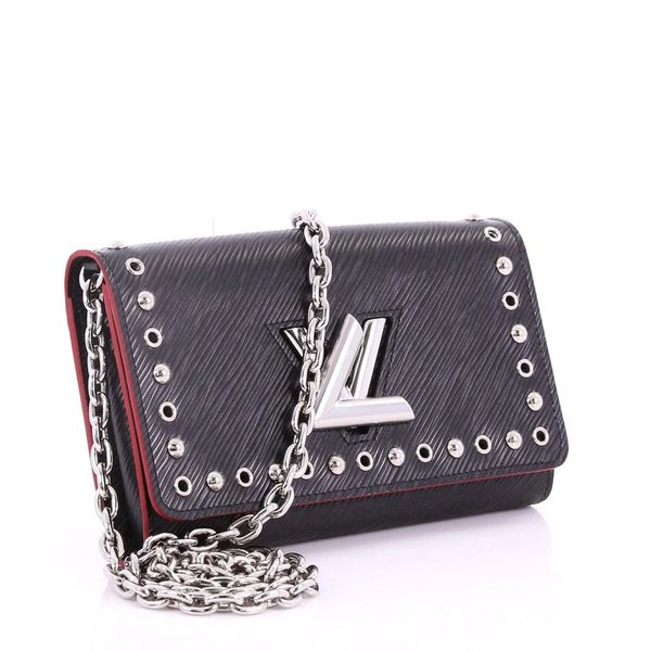 SOLD Louis Vuitton Twist Lock Wallet on Chain WOC Clutch Black Leather | 0