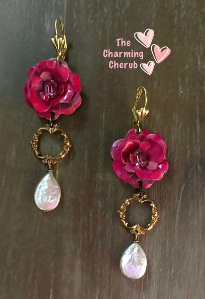 Vintage rose earrings
