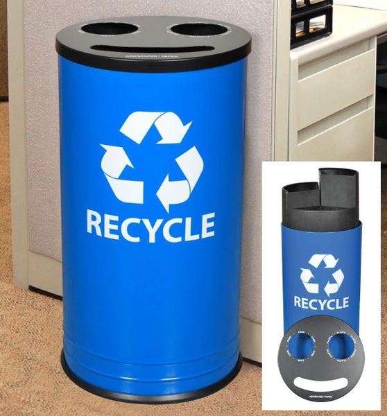 Blue Smiley™ Triple Recycling Receptacle