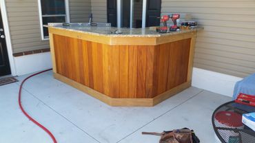 Hardwood Pool Bar with Granite countertop and stain