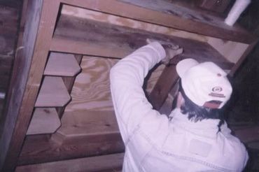 Attic renovation; Western red cedar, with sliding shelving