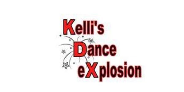 Logo for Kelli's Dance Explosion with decorative stars and bursts.