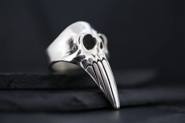 LONG POINTED SKULL RING