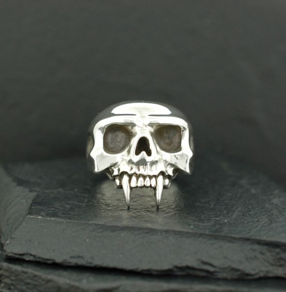 VAMPIRE SKULL WITH FANGS RING | Silver Skull Ring | Alfred Albrizio Inc