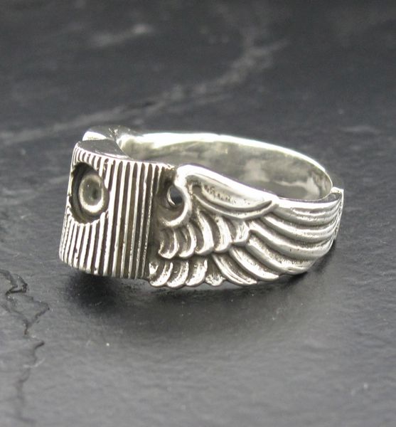 WINGED GRAFFITI SPRAY TIP RING | Silver Skull Ring | Alfred Albrizio Inc