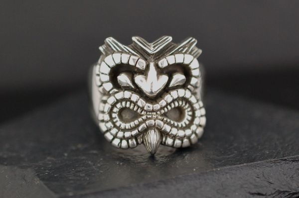 TIKI HEAD RING | Silver Skull Ring | Alfred Albrizio Inc