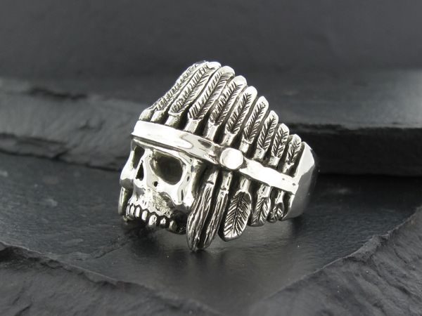 Native american skull on sale ring