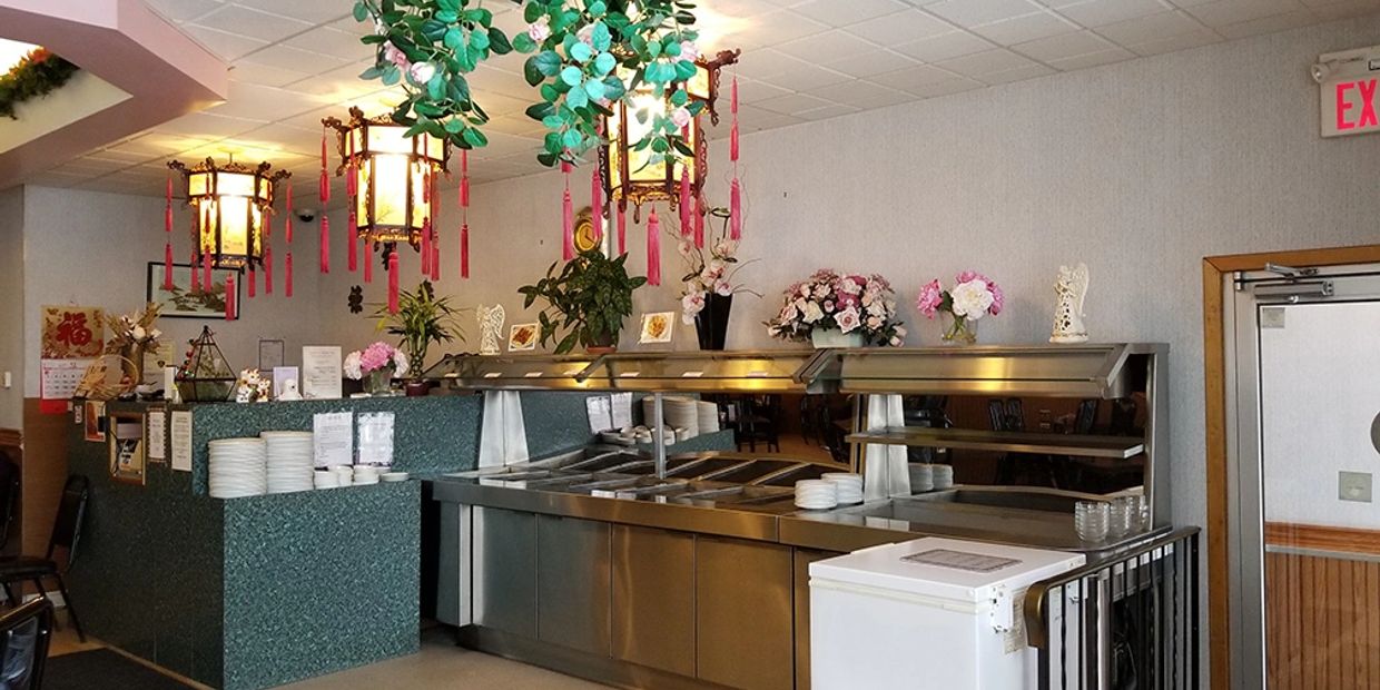 Buffet bar next to restaurant entrance
