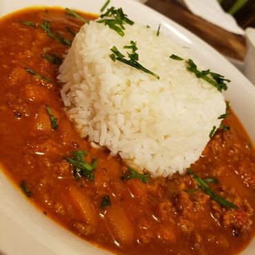 rice on top of curry
