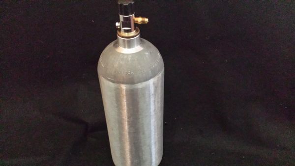 5lb nitrous bottle with a NOS bottle valve and bottle valve adapter