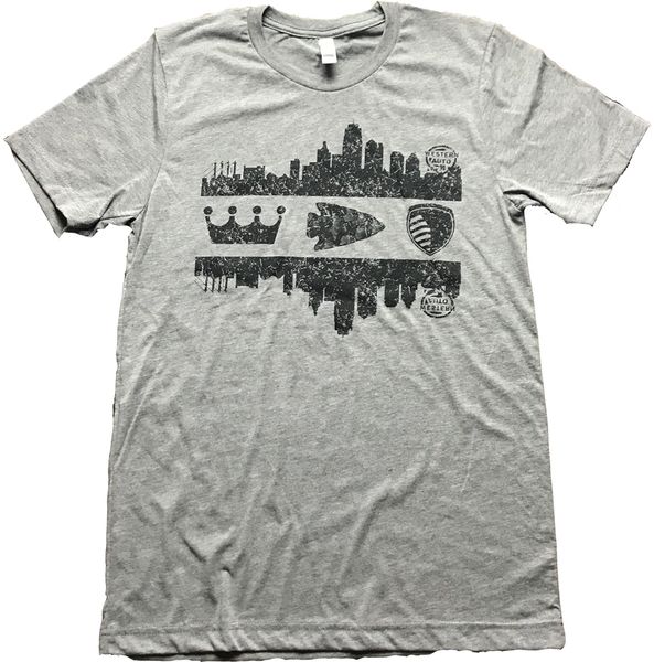 Youth KC Skyline Unisex Super Soft Gray Crew Tee