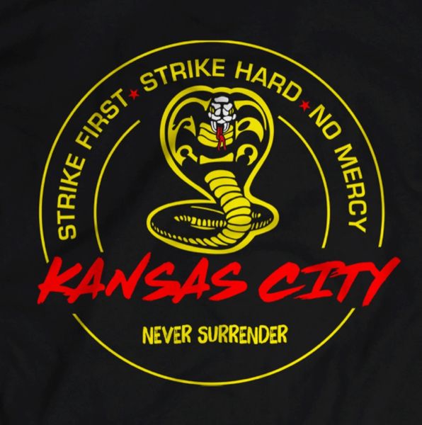 Cobra KC Never Surrender Unisex Super Soft Crew Tee Solid Black