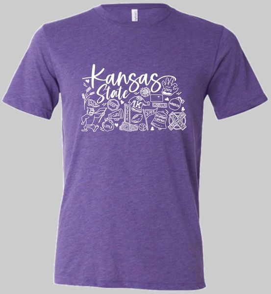 K State Unisex Super Soft Crew Tee Purple Triblend