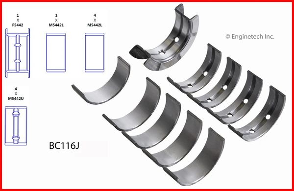 Main Bearing Set (EngineTech BC116J) 01-11