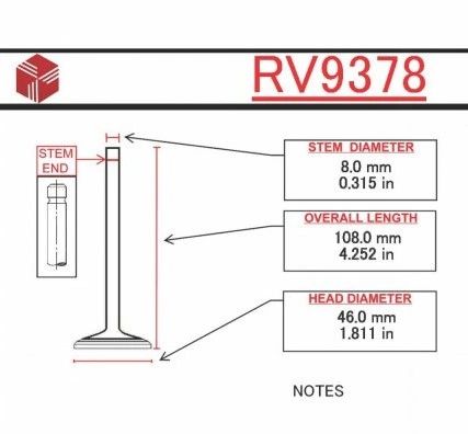 Valve - Intake (ITM RV9378) 84-89