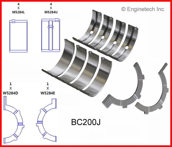 Main Bearing Set (EngineTech BC200J) 02-12