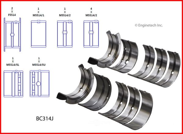 Main Bearing Set (Enginetech BC314J) 64-90