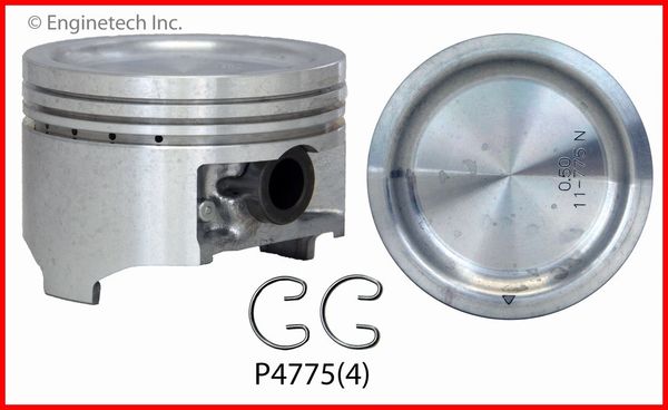 Piston Set - Cast (EngineTech P4775-4) 96-03