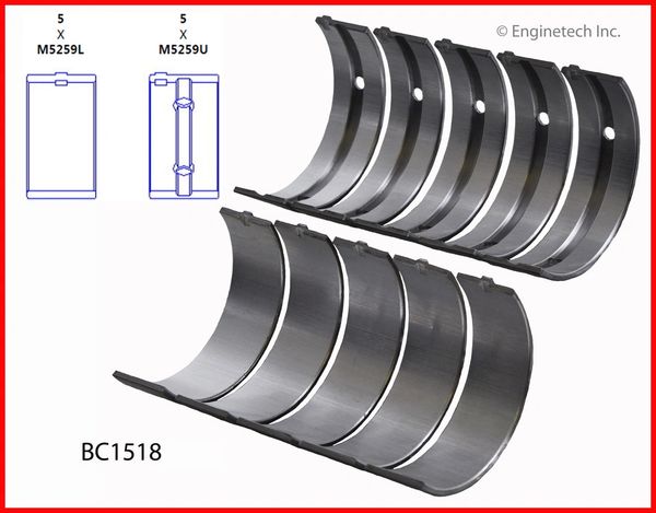 Main Bearing Set (EngineTech BC1518) 90-15