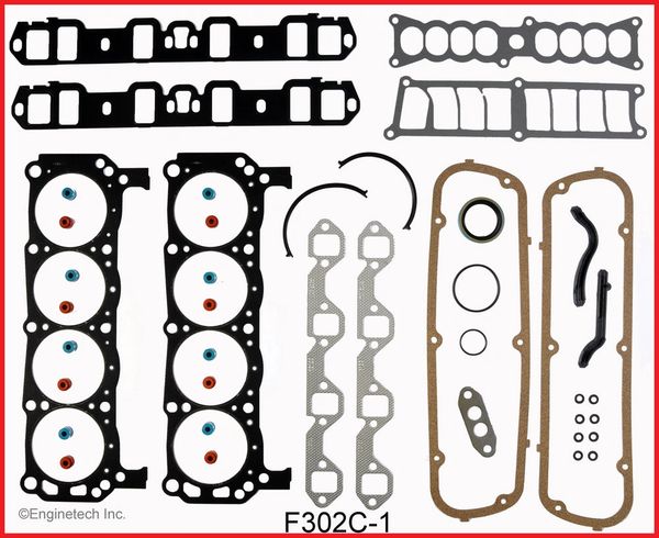 Full Gasket Set (EngineTech F302C-1) 87-90 HO Engines