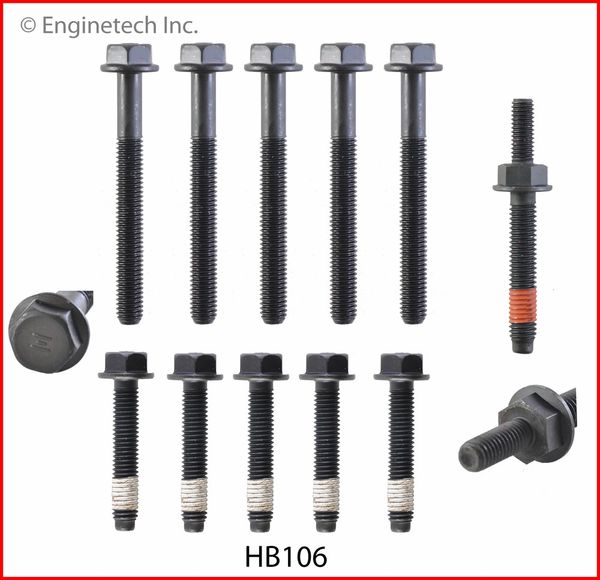 Head Bolt Set - For 1 Head (EngineTech HB106) 92-01