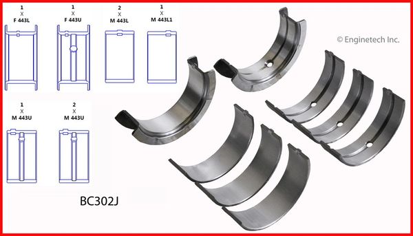 Main Bearing Set (EngineTech BC302J) 64-90