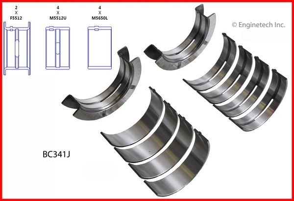 Main Bearing Set (EngineTech BC341J) 68-98