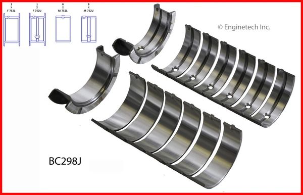 Main Bearing Set (EngineTech BC298J) 62-89