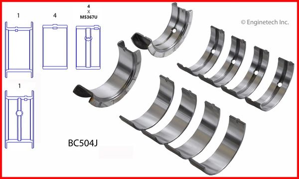 Main Bearing Set (EngineTech BC504J) 96-02