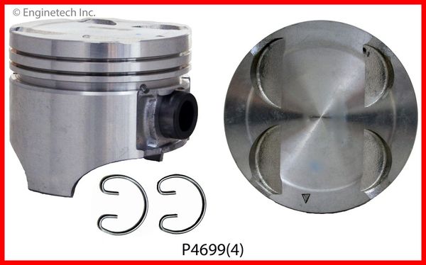 Piston Set - Cast (EngineTech P4699-4) 95-02