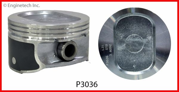 Piston Set - Hyperutectic (EngineTech P3036-6) 97-08