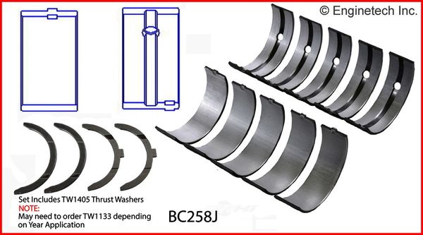 Main Bearing Set (EngineTech BC258J) 82-95