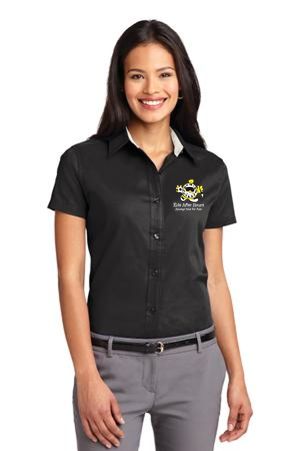 KAH Scrabble- Ladies Button Down Short Sleeve Shirt (L508)
