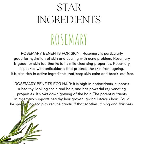 Pure Steam Distilled Rosemary Hydrosol Toning Facial Mist | Natural  Handmade Cosmetics Skincare Haircare Organic Products