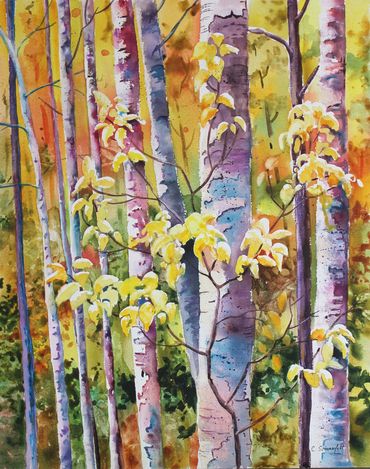 Clearing Meadow View_Watercolor on watercolor canvas_framed size 20 x 16