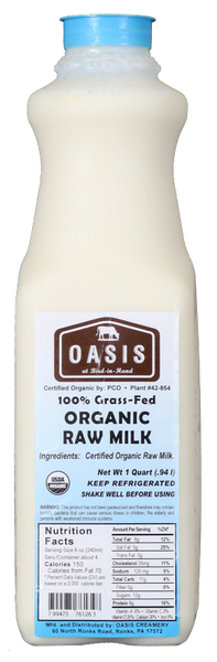 Organic Raw Milk (quart) — Kimberton Hills Dairy
