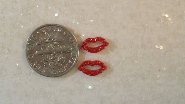 3D Lips #4 Red Rhinestone Lips (Pack Of 2)