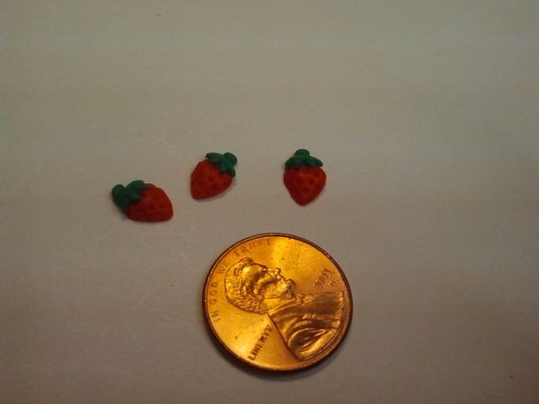 3D Food strawberry #1 resin nail charm (pack of three)