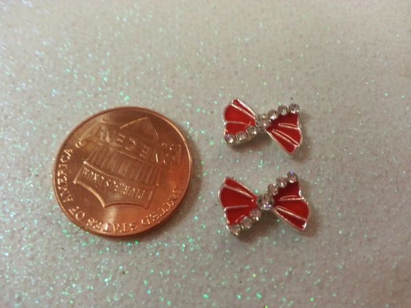 3D Bow #45 Red with Rhinestones (pack of 2)