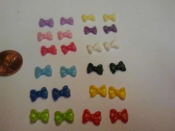 3D Bow #5 Sparkly Nail Charm (pack of three)
