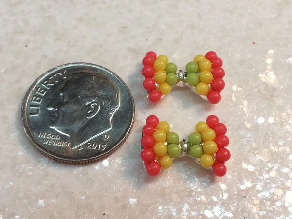 3D Bow #54 Yellow, Orange & Green Bead Bow (pack of 2)