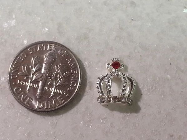 3D Crown #9 Silver Crown With red Stone (pack of two)
