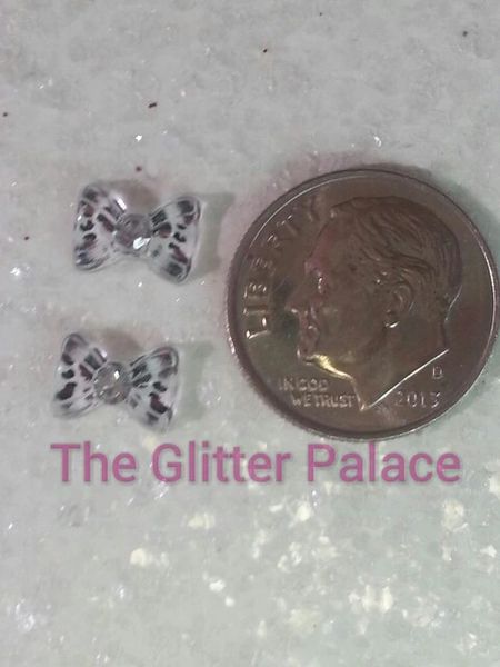 3D Bow #30 Zebra Print Bow Charm with Rhinestone (pack of 3)