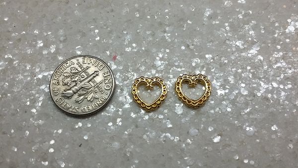 3D Heart #10 Gold Metal Heart (pack of 2)