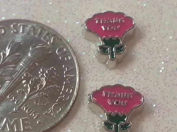 Charm #1- Flower with Thank you (1piece)(perfect for nails, or living & floating lockets)