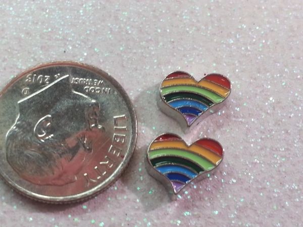 Charm #7- Rainbow Heart (perfect for nails, or living & floating lockets)(1 piece)